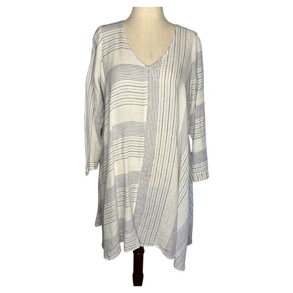 CP Shades Dresses & Skirts - CP Shades Women's Dress Sz Small Gray Mini Stripe Lagenlook Linen Made in USA